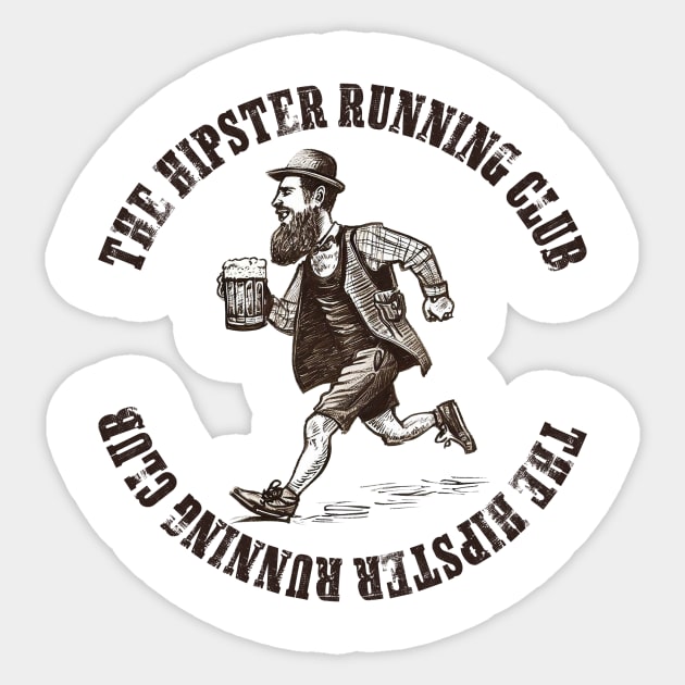 The Hipster Running Club Sticker by Pickledjo